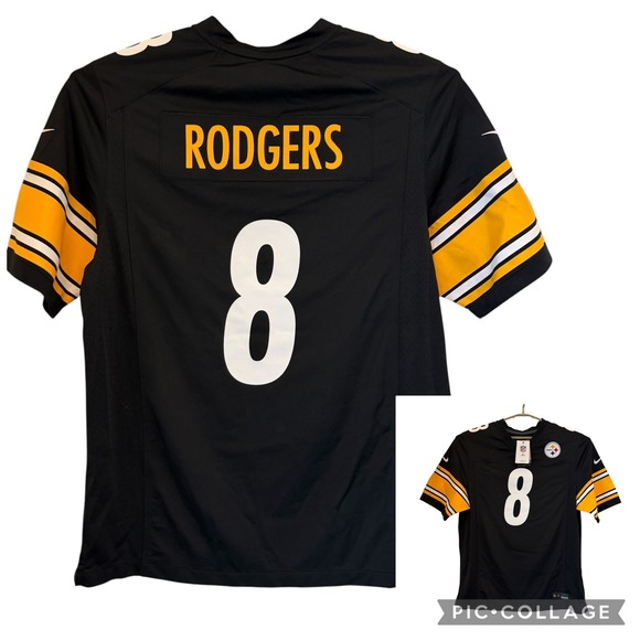 Nike Pittsburgh Steelers Aaron Rodgers 8 NFL Jersey Mens XL Black 67NM-PTGH NEW